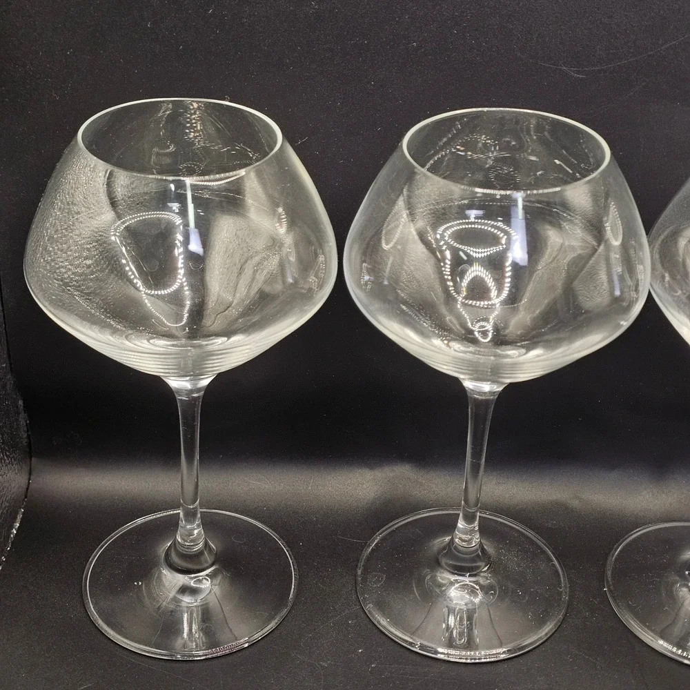Set of 4 Vintage Clear Balloon Bowl Stemmed Wine Cocktail Glasses Barware‎